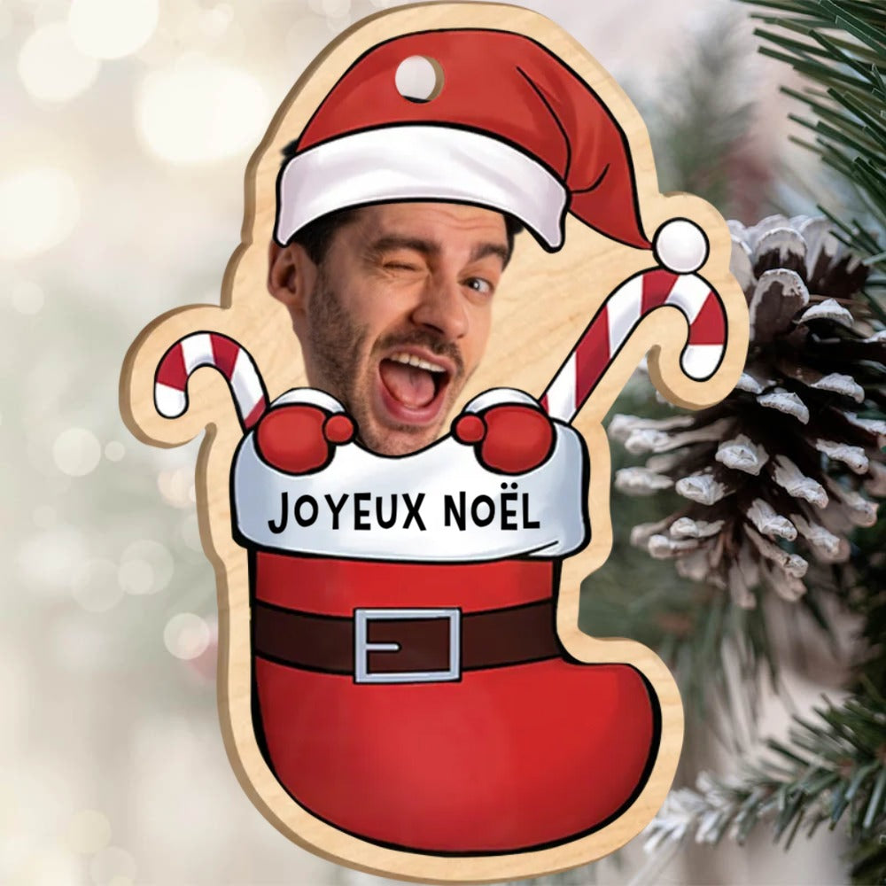 Ornements de Noël Chaussettes de Noël avec Photo Personnalisée et Texte