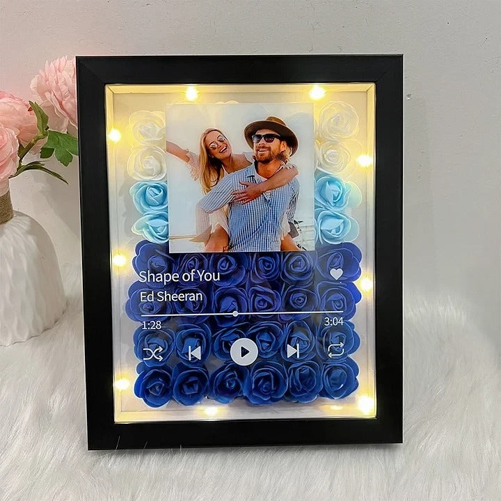 Cassette musicale personnalisée avec photo de couple et lumière
