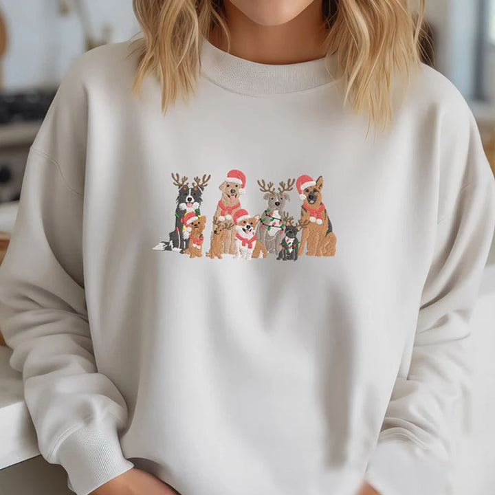 Sweat-shirt en peluche d’hiver famille de chiens amusants