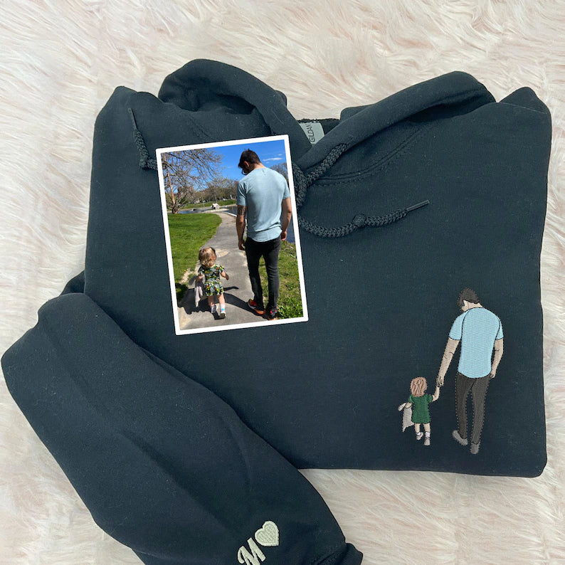 Sweat-shirt papa photo personnalisé-cadeau de famille Broderie de couleur