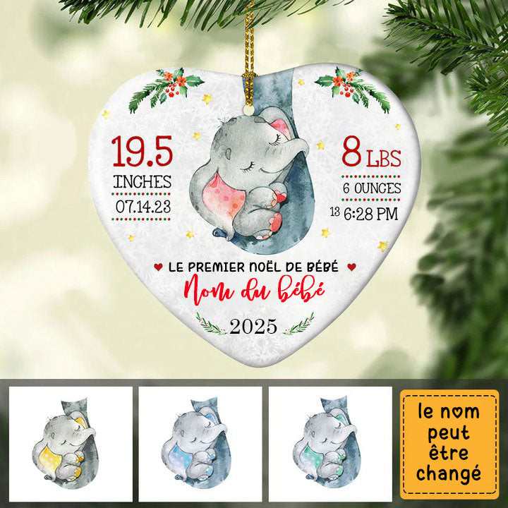 2025 Ornements personnalisé avec de bébé d'éléphant de 4 couleurs