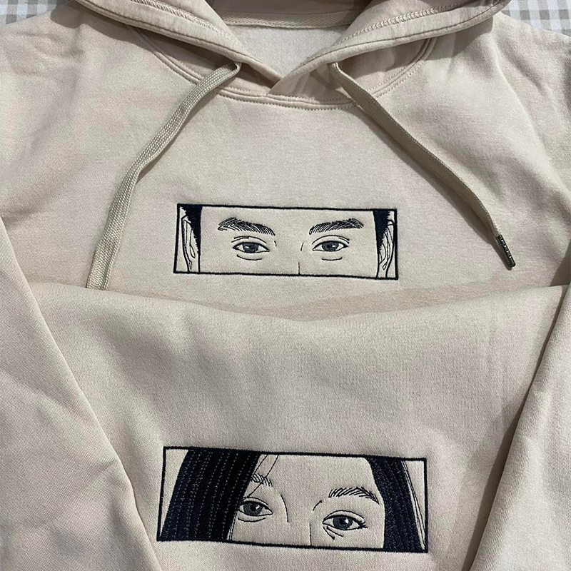 Sweat-shirt brodé personnalisé avec photo de couple - Cadeau de Saint-Valentin