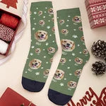 Chaussettes Personnalisées avec Nom et Portrait de l'Animal Cadeau Anniversaire Noël pour Amoureux Propriétaires des Chiens