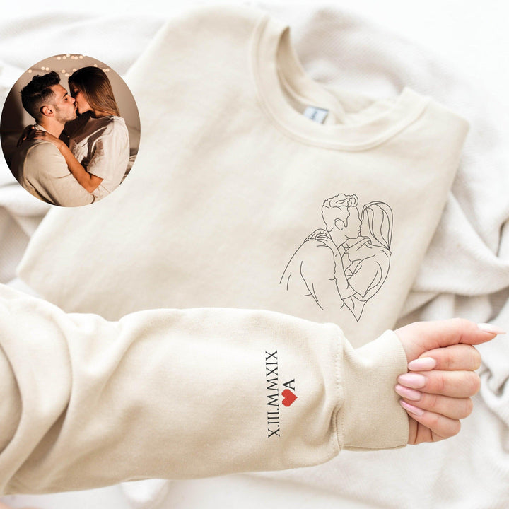 Sweat-shirt portrait personnalisé avec photo impression pour couple