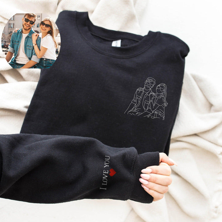 Sweat-shirt portrait personnalisé avec photo impression pour couple