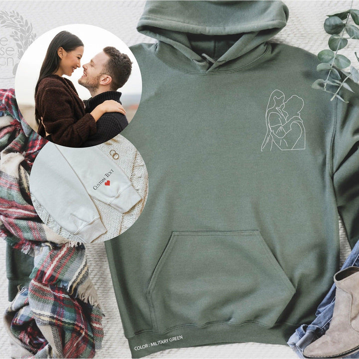 Sweat-shirt portrait personnalisé avec photo impression pour couple