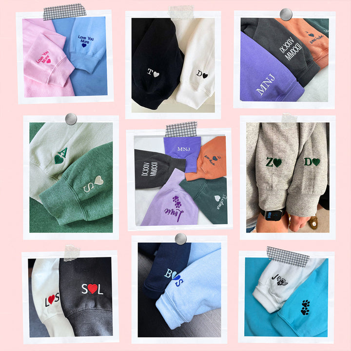 Sweat à capuche brodé personnalisé Shark Love Roman Numeral Couple