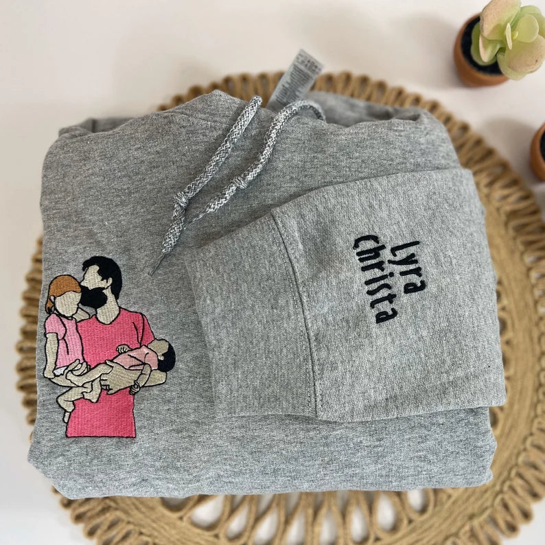 Sweatshirt Portrait de Papa - Broderie Photo