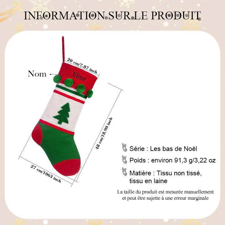 Ornements Chaussette Sac Cabas de Noël 1 Prénom Personnalisé