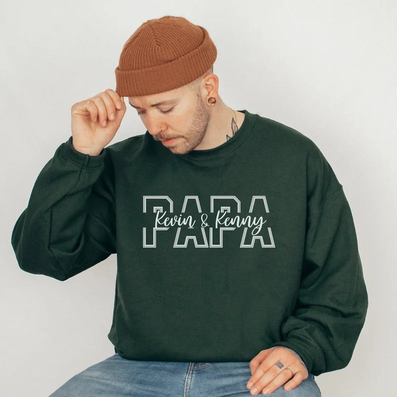 Sweat papa personnalisé avec noms d'enfants