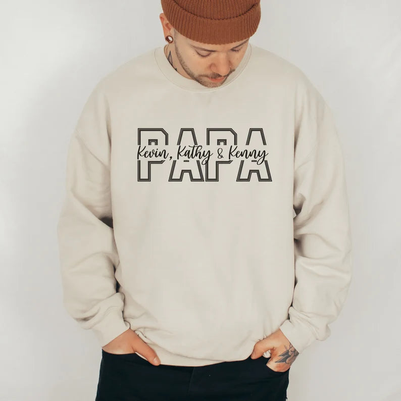 Sweat papa personnalisé avec noms d'enfants