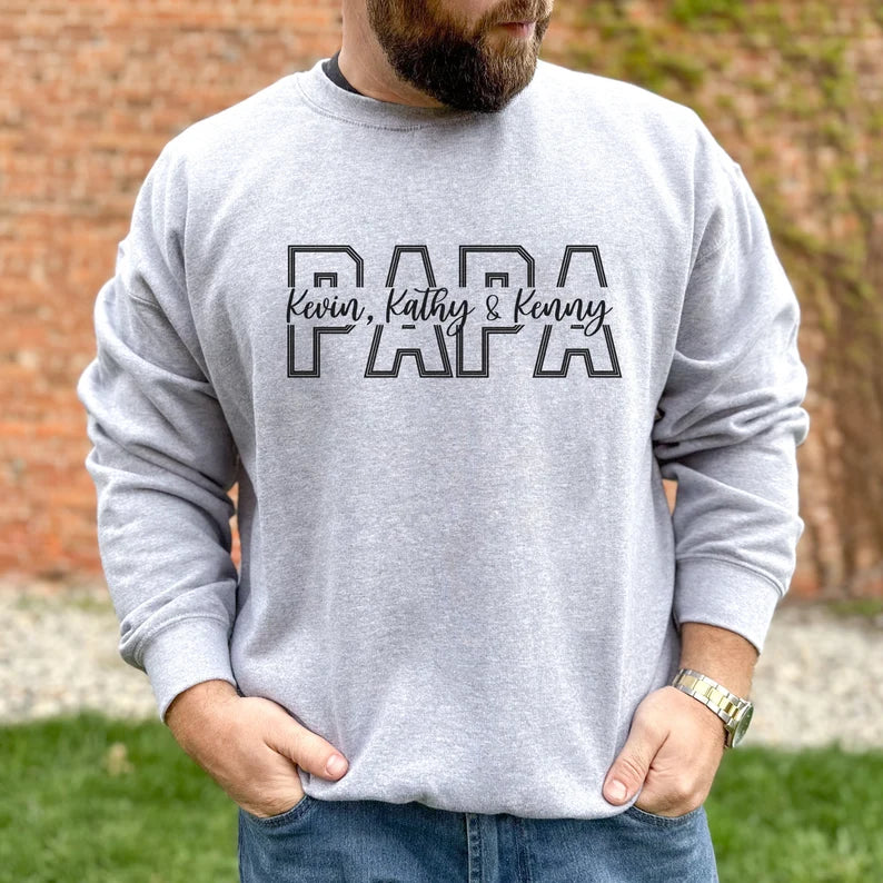 Sweat papa personnalisé avec noms d'enfants