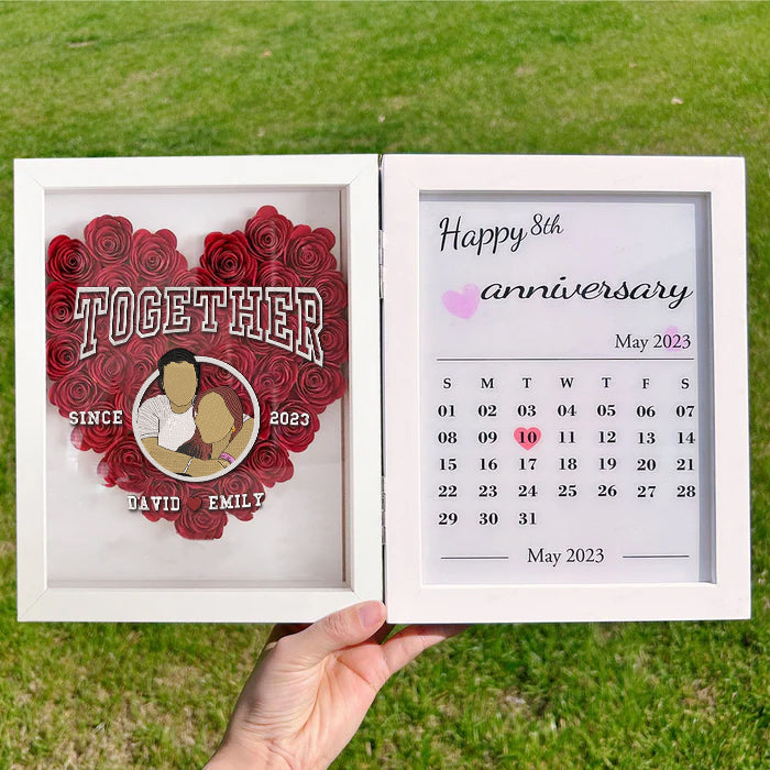 Cadre de calendrier personnalisé avec cadre d'ombre de fleur de portrait