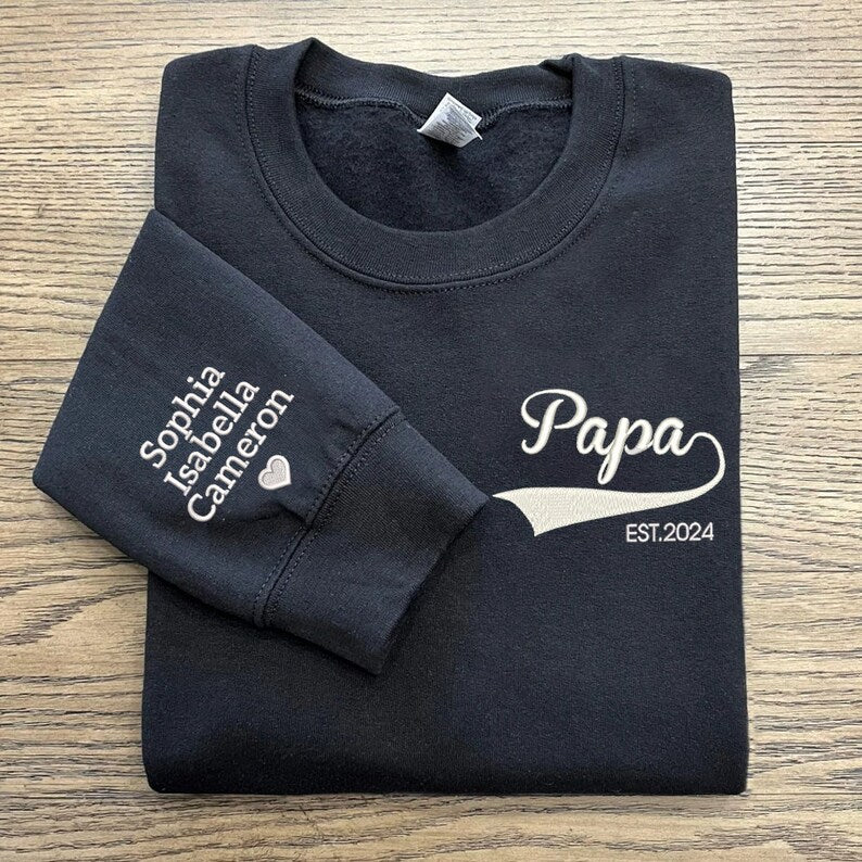 Sweat-shirt brodé Papa, chemise Grand-père Est