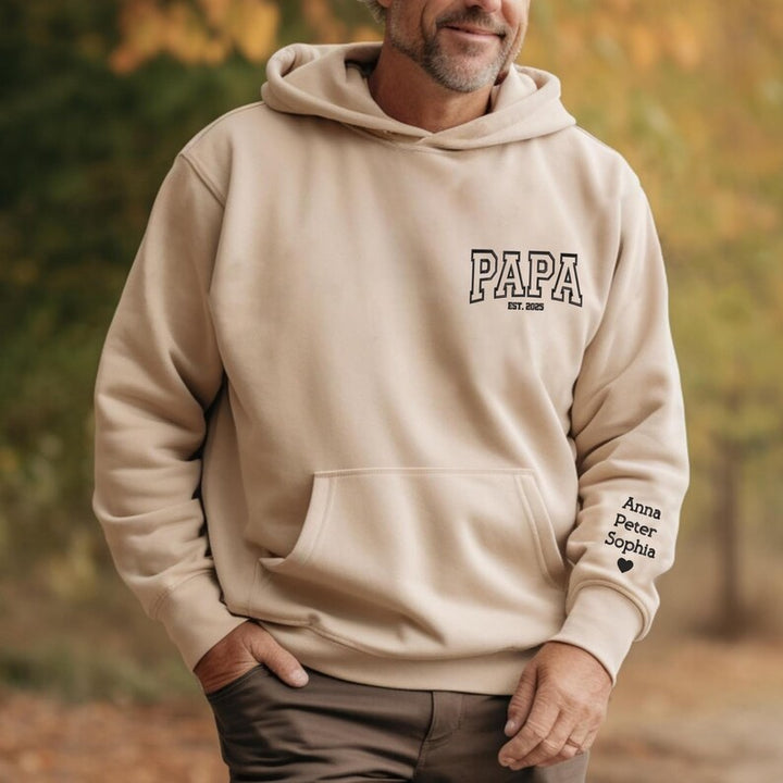 Sweat-shirt brodé PAPA personnalisé avec le nom de votre enfant