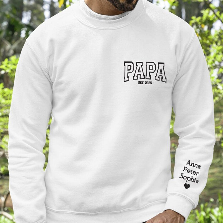 Sweat-shirt brodé PAPA personnalisé avec le nom de votre enfant