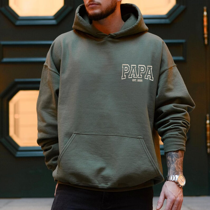 Sweat-shirt brodé PAPA personnalisé avec le nom de votre enfant