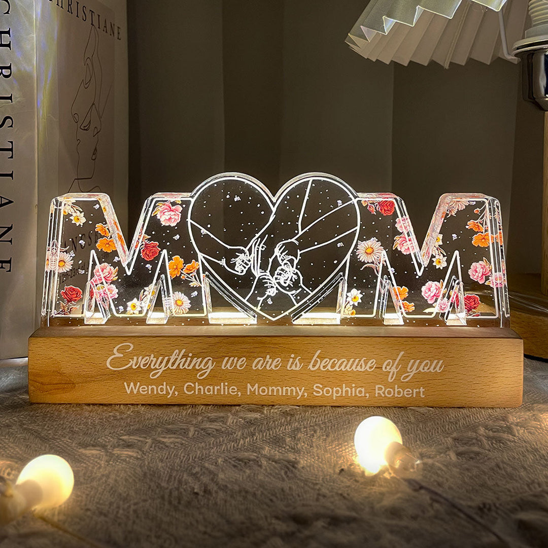 Cadeau pour maman, veilleuse LED en bloc acrylique personnalisé