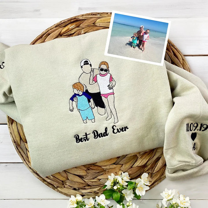 Sweat-shirt personnalisé avec portrait photo brodé pour papa