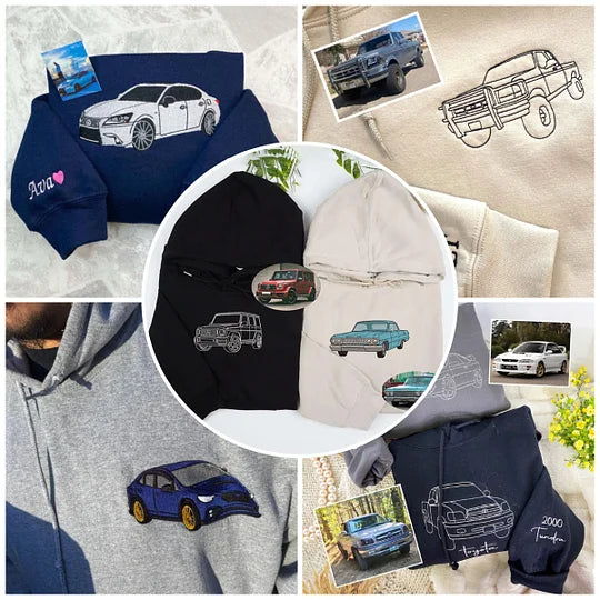 Sweat-shirt brodé de voiture personnalisé