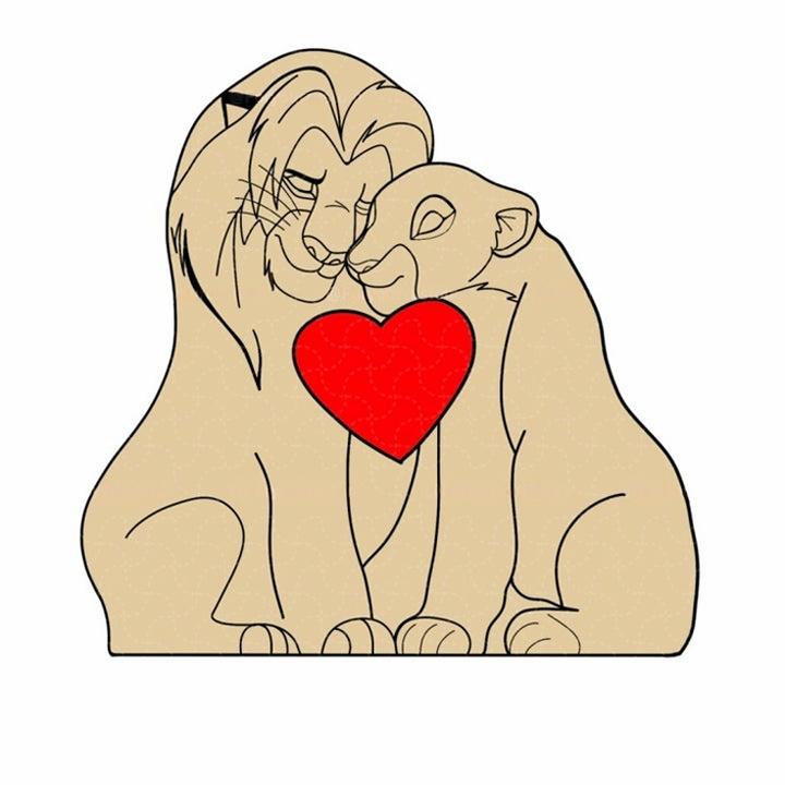 Puzzle personnalisé en bois Famille de lions – Décoration et cadeau personnalisés
