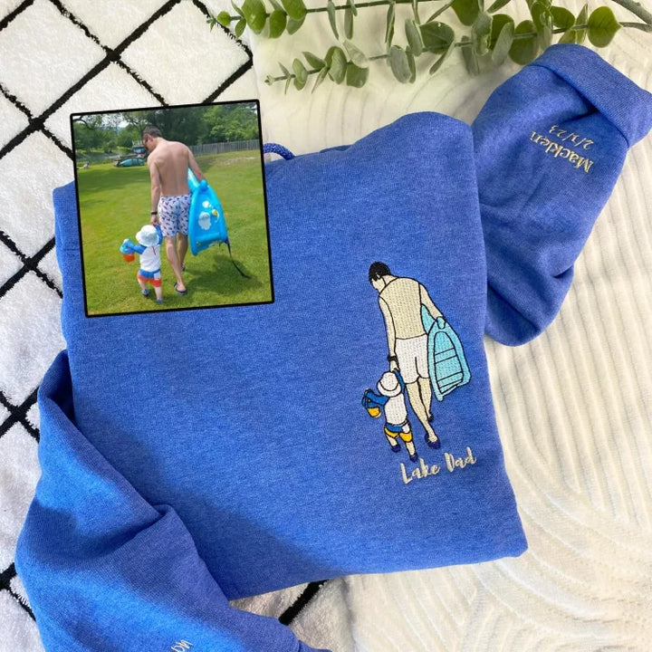 Sweat-shirt personnalisé avec portrait photo brodé pour papa