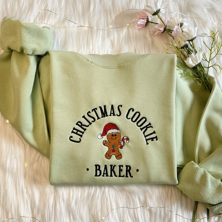 Sweat-shirt en pain d’épice de Noël brodé Cookie Baker