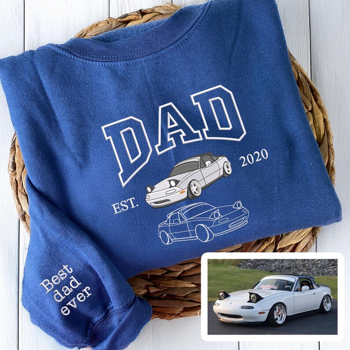 Sweat à capuche brodé personnalisé avec photo de voiture, cadeau personnalisé pour lui, cadeau pour la fête des pères