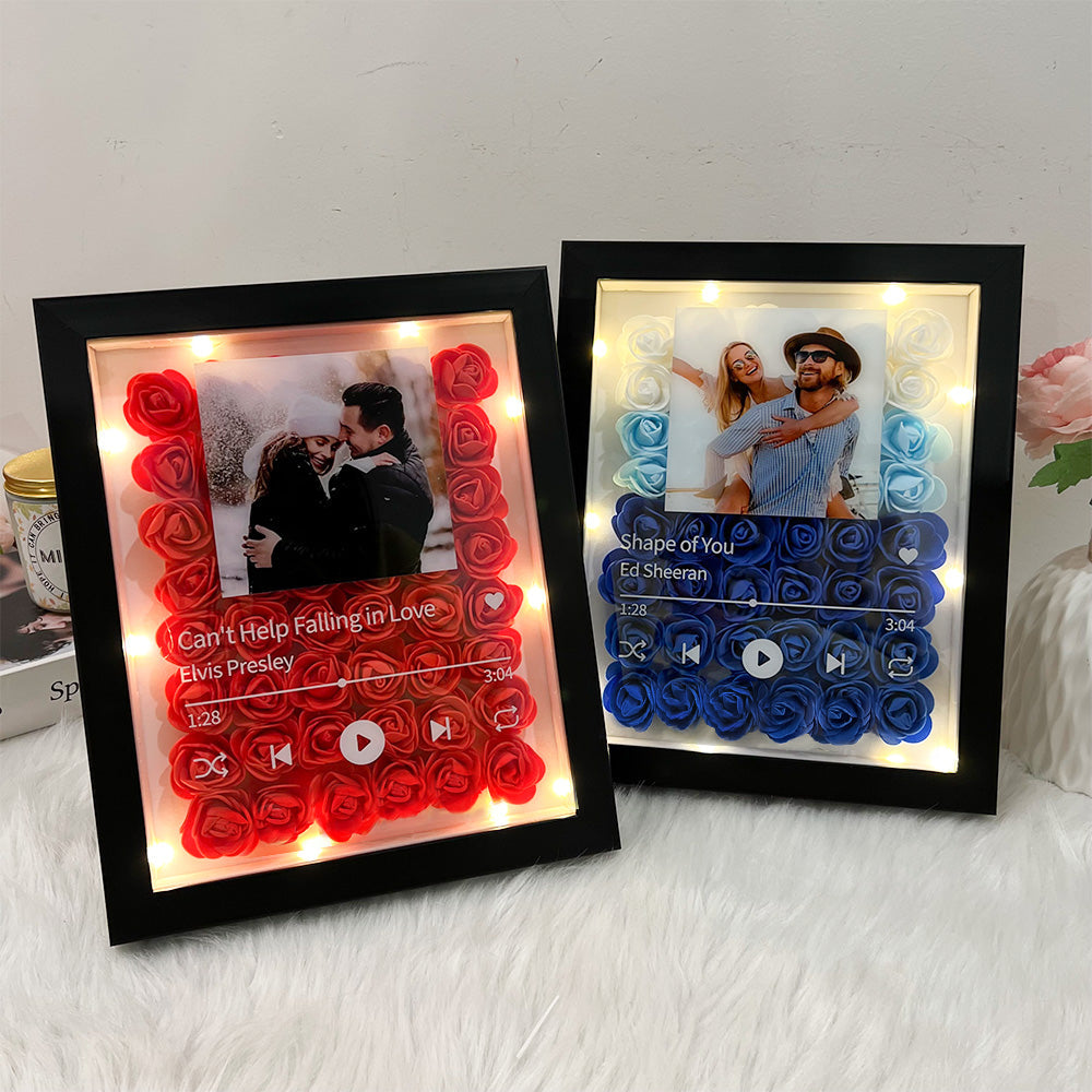 Cassette musicale personnalisée avec photo de couple et lumière