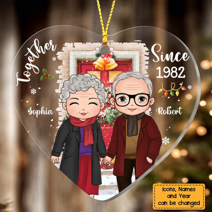 Cadeau de Noël personnalisé  avec 2 prénoms pour un vieux couple