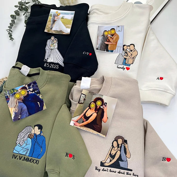 Sweat-shirt personnalisé avec portrait photo brodé pour papa