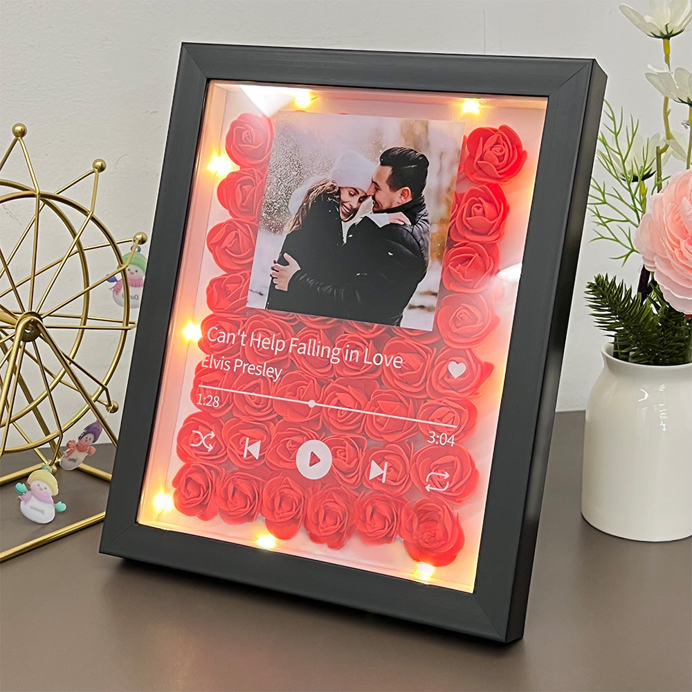 Cassette musicale personnalisée avec photo de couple et lumière