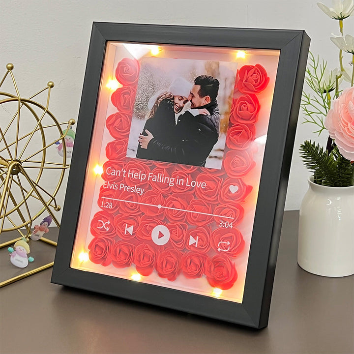 Cassette musicale personnalisée avec photo de couple et lumière
