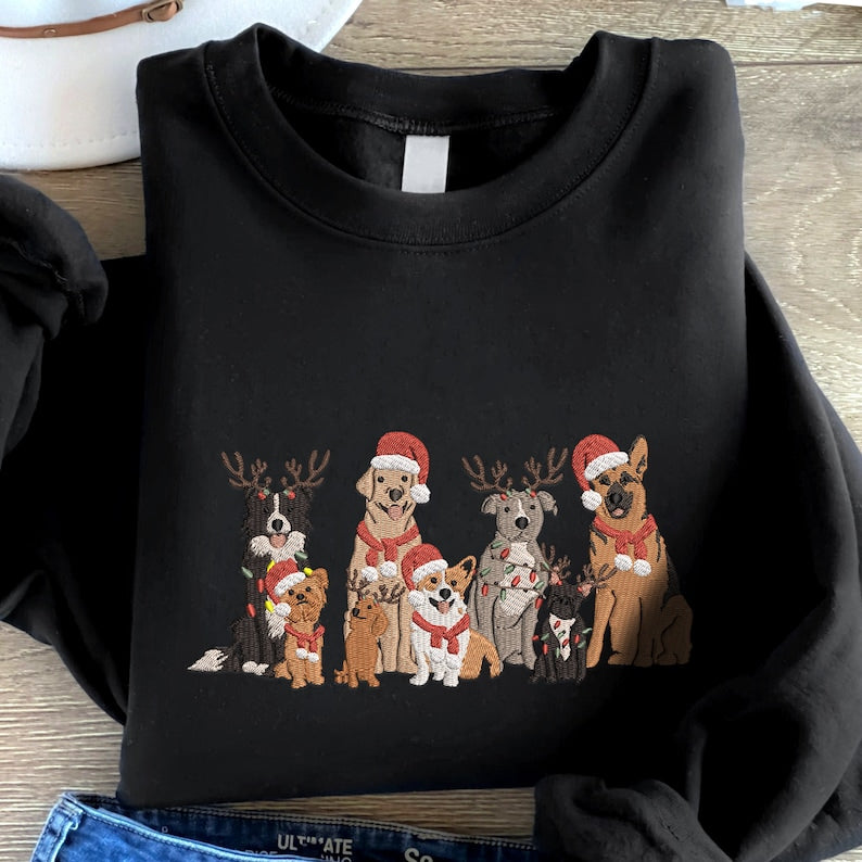 Sweat-shirt en peluche d’hiver famille de chiens amusants