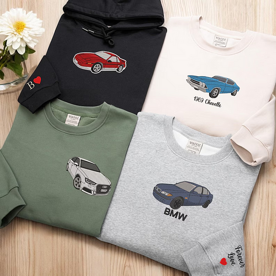 Sweat-shirt brodé de voiture personnalisé