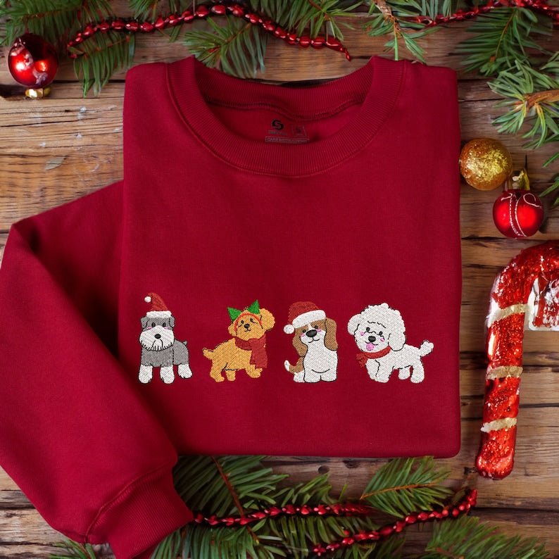 Sweat polaire chiot de Noël-broderie de chiot