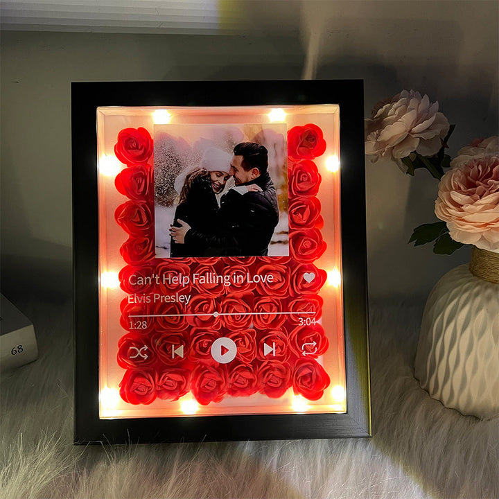 Cassette musicale personnalisée avec photo de couple et lumière
