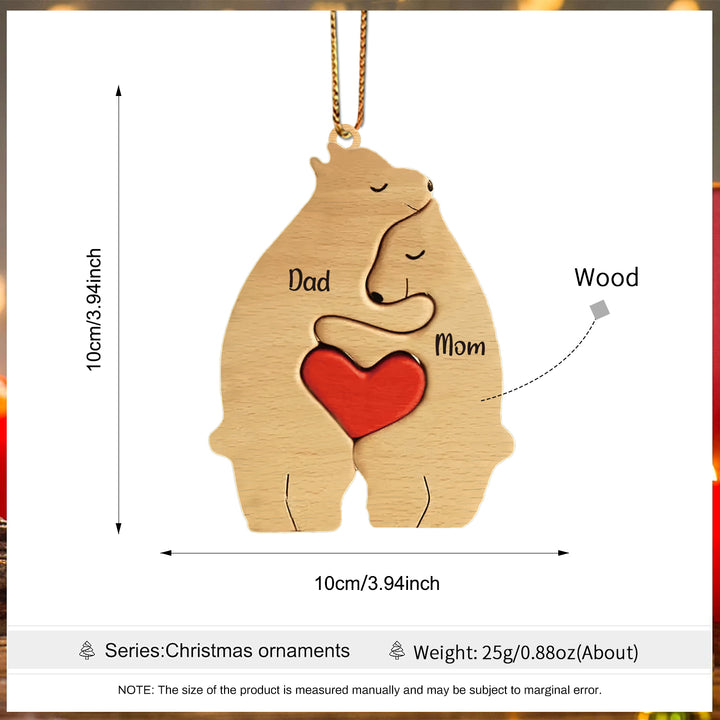 Ornements de Noël en Bois d'Ours avec 2-6 Prénoms Personnalisés pour Famille