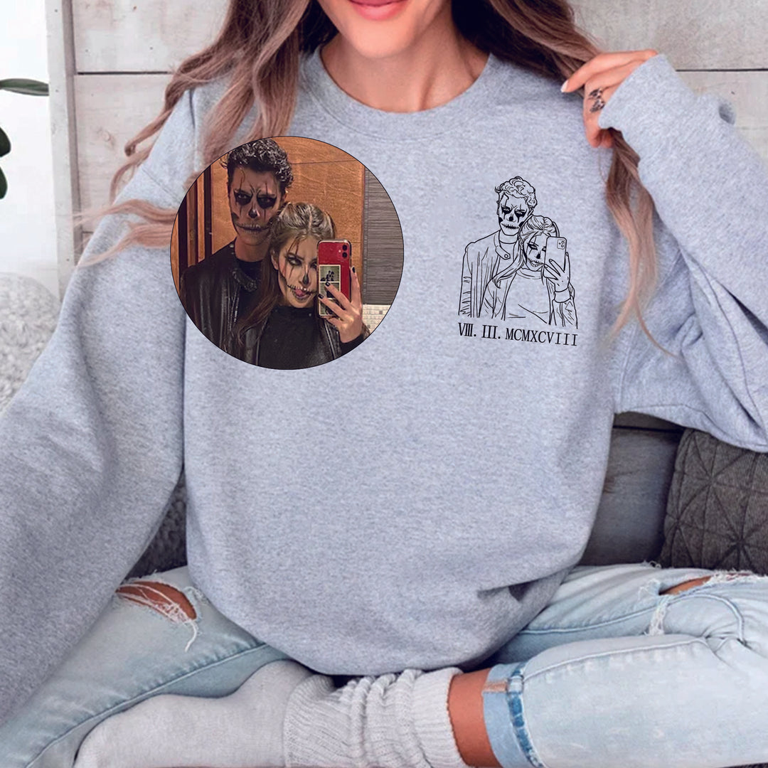 Sweat-shirt personnalisé imprimé avec portrait de couple de style anime
