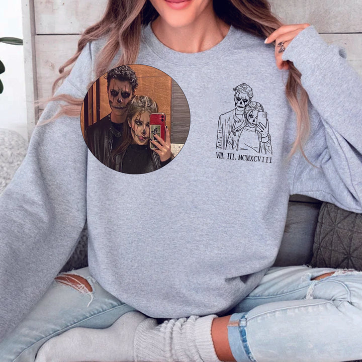 Sweat-shirt personnalisé imprimé avec portrait de couple de style anime
