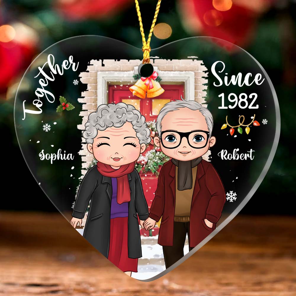 Cadeau de Noël personnalisé  avec 2 prénoms pour un vieux couple