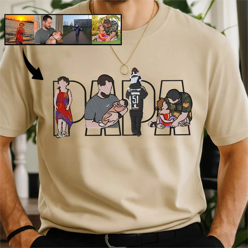 T-shirts et sweat-shirts personnalisés brodés à partir de photos, fête des pères