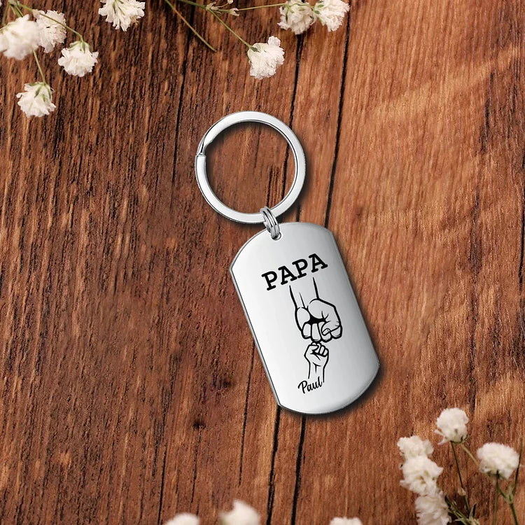 À mon Papa - Porte-Clés Poings 1-5 Prénom Personnalisé