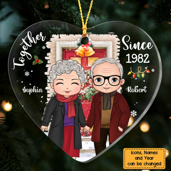 Cadeau de Noël personnalisé  avec 2 prénoms pour un vieux couple