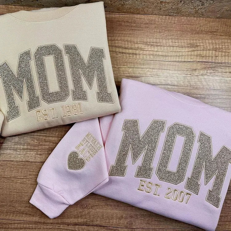 Custom Applique Glitter Mama Sweatshirt