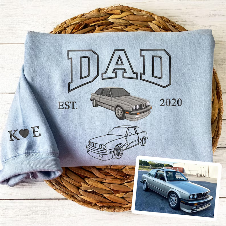 Sweat à capuche brodé personnalisé avec photo de voiture, cadeau personnalisé pour lui, cadeau pour la fête des pères