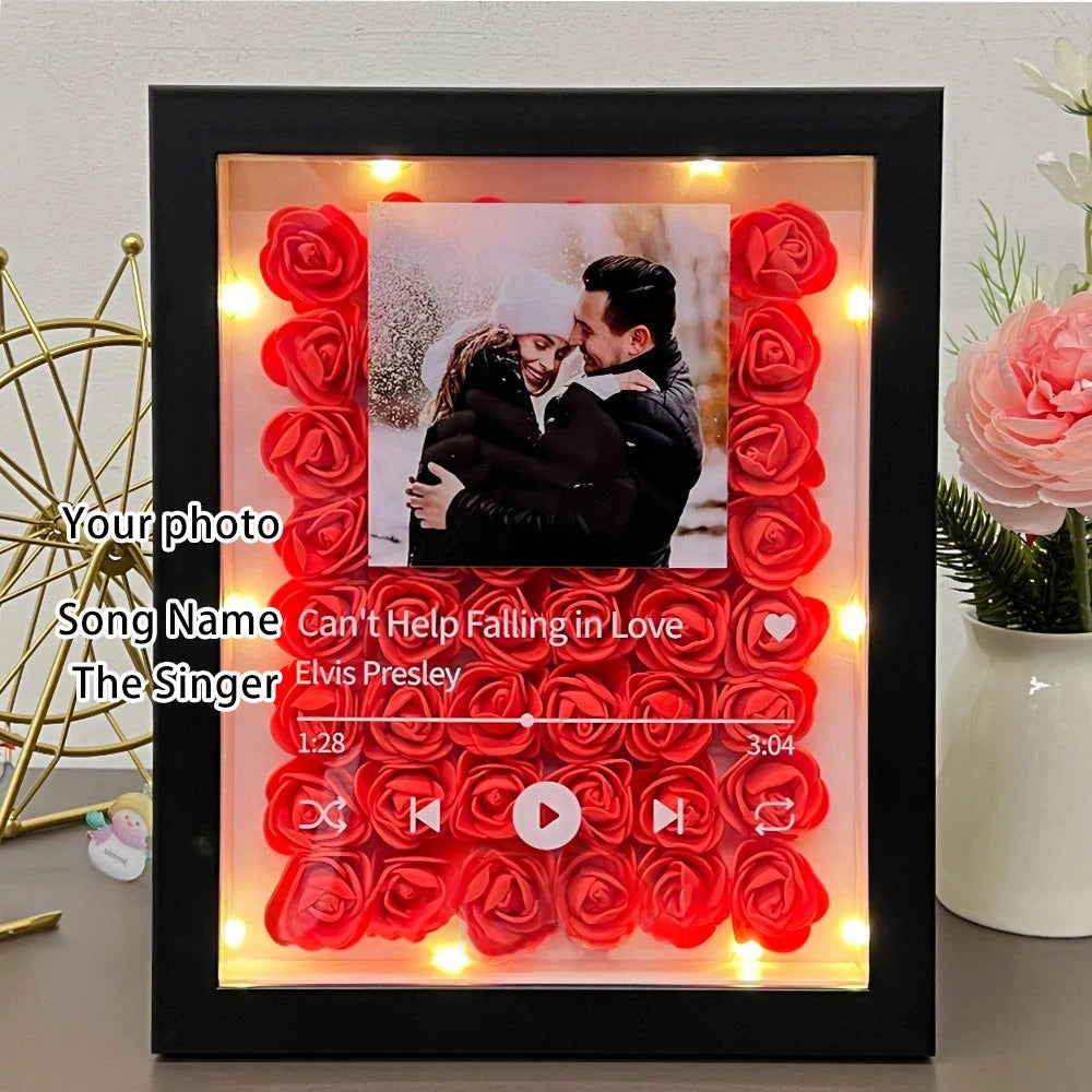 Cassette musicale personnalisée avec photo de couple et lumière