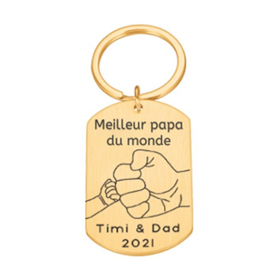 À Papa - Porte-Clés Poings texte Personnalisé avec date