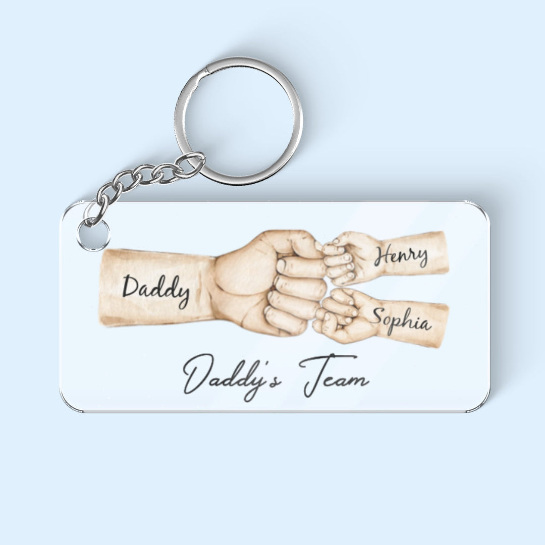 Porte-clés acrylique personnalisé Daddy's Team Fist Bump