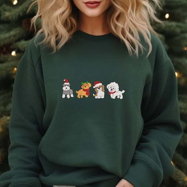 Sweat polaire chiot de Noël-broderie de chiot